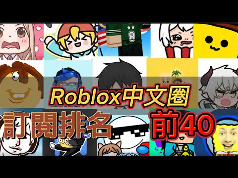 Roblox中文圈實況主訂閱排名前40