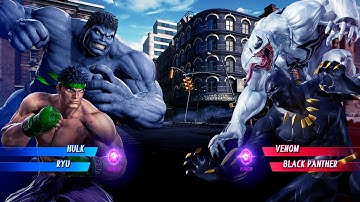 Grey Hulk & Ryu vs Carnage & Black Panther (Very Hard) - Marvel vs Capcom | 4K UHD Gameplay