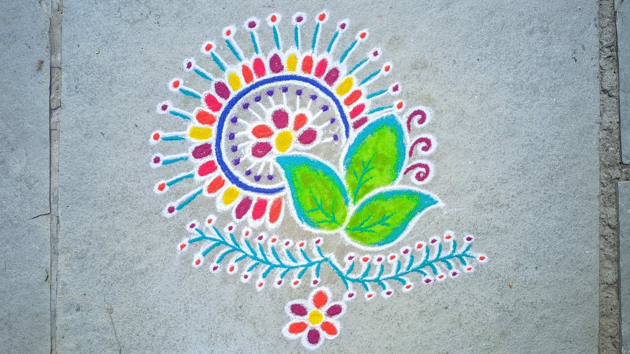 Daily Use Easy Rangoli Design with Colours | Quick & Beautiful Rangoli Tutorial 🔆#rangoli