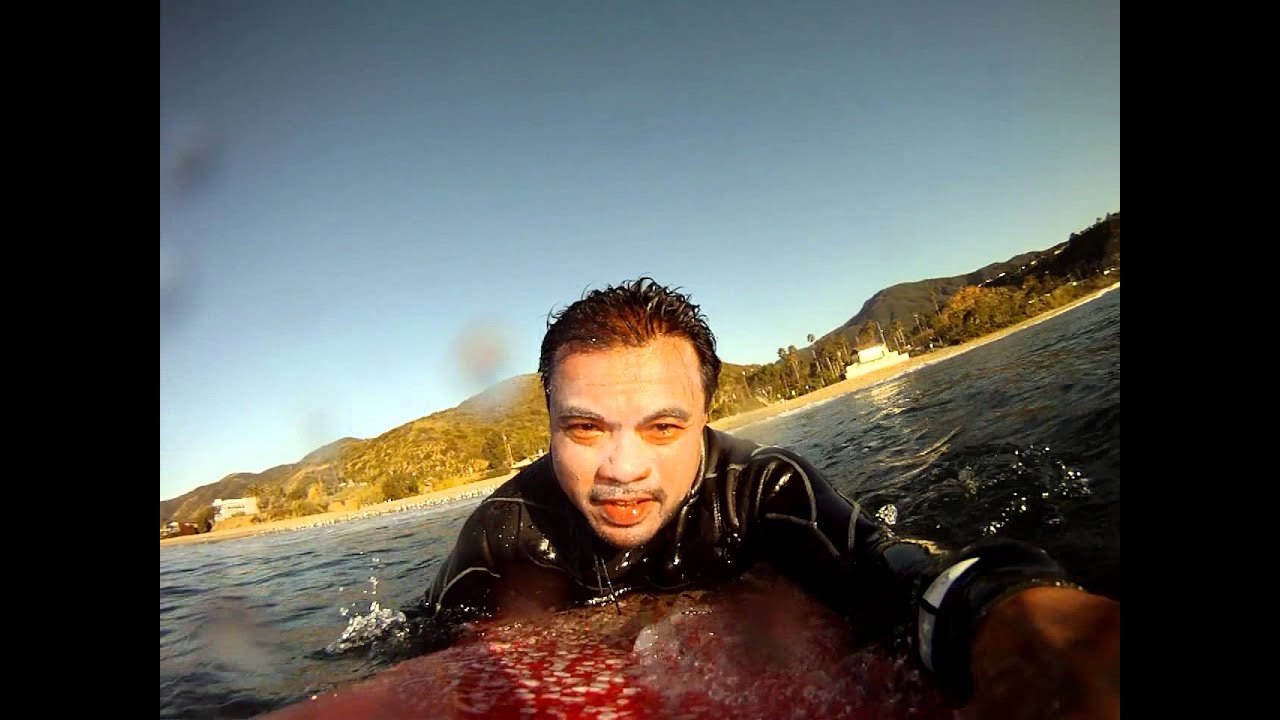 Surfing Topanga State Beach with GoPro Camera on Glen Kennedy Hybrid