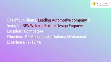 Welding Fixture Design | BIW | Fixture Design Jobs | BIW Welding Fixture Design Engineer | BIW Jobs