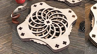 Mechanical Laser Cut Coaster Tea Coffee Cup Mat Pad Placemat Tableware #U204