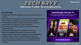 Roku Smart TV 2026 43-Inch Select Series Review | 4K HDR Roku TV with Voice Remote