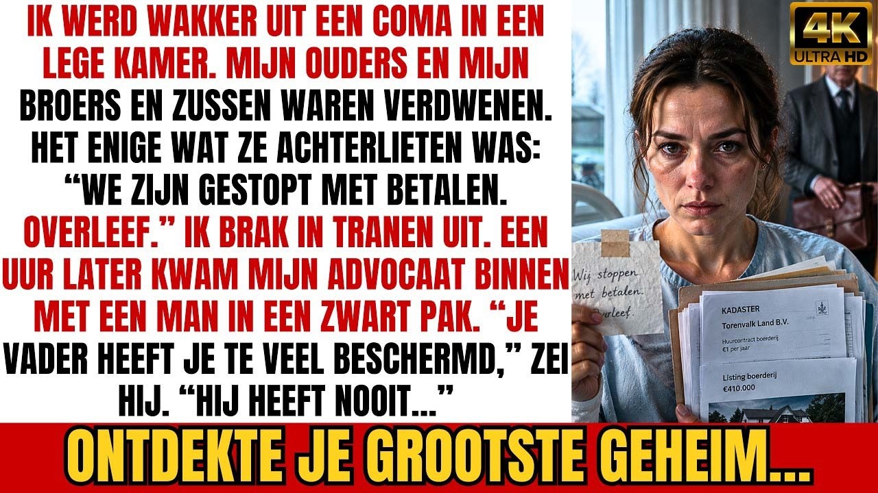Ik werd wakker uit een coma van vijf maanden in een lege ziekenhuiskamer. Geen familie aan mijn bed, geen bloemen, geen jassen over een stoel. Het enige wat ze hadden achtergelaten was een briefje...