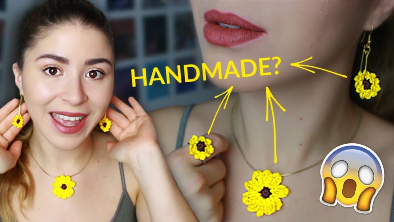 Mini crochet SUNFLOWER tutorial | Jewellery making DIY 😍 - YouTube