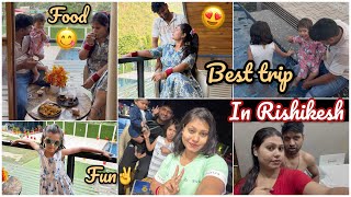 Rishikesh ki rango bhari shaam🫶🏻 | Snacks,dinner & pool party🥳 | Bilkul thak gye hum🫠
