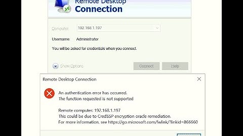 An authentication error has occurred the function requested is not supported error fixed Windows 10