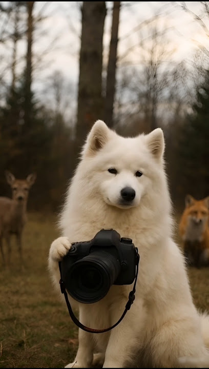 A shaggy dog filming the forest and her friends /#shorts #dog  #aianimals