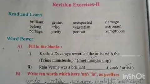 English Class 8  M.P.Board Revision Exercise 2