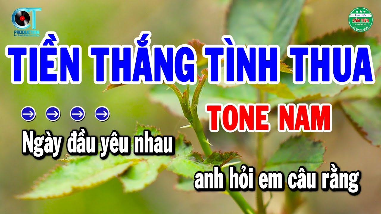 Karaoke Tiền Thắng Tình Thua Tone Nam Nhạc Sống Beat Chuẩn | Cẩm Tiên Organ