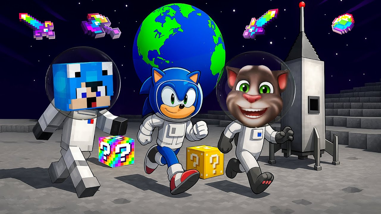 ديفور و توم المتكلم و سونيك في القمر ولقينا لكي بلوك ملون😨