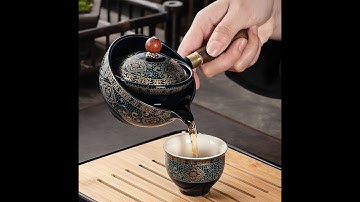360-degree rotating teapot ceramic portable tea set