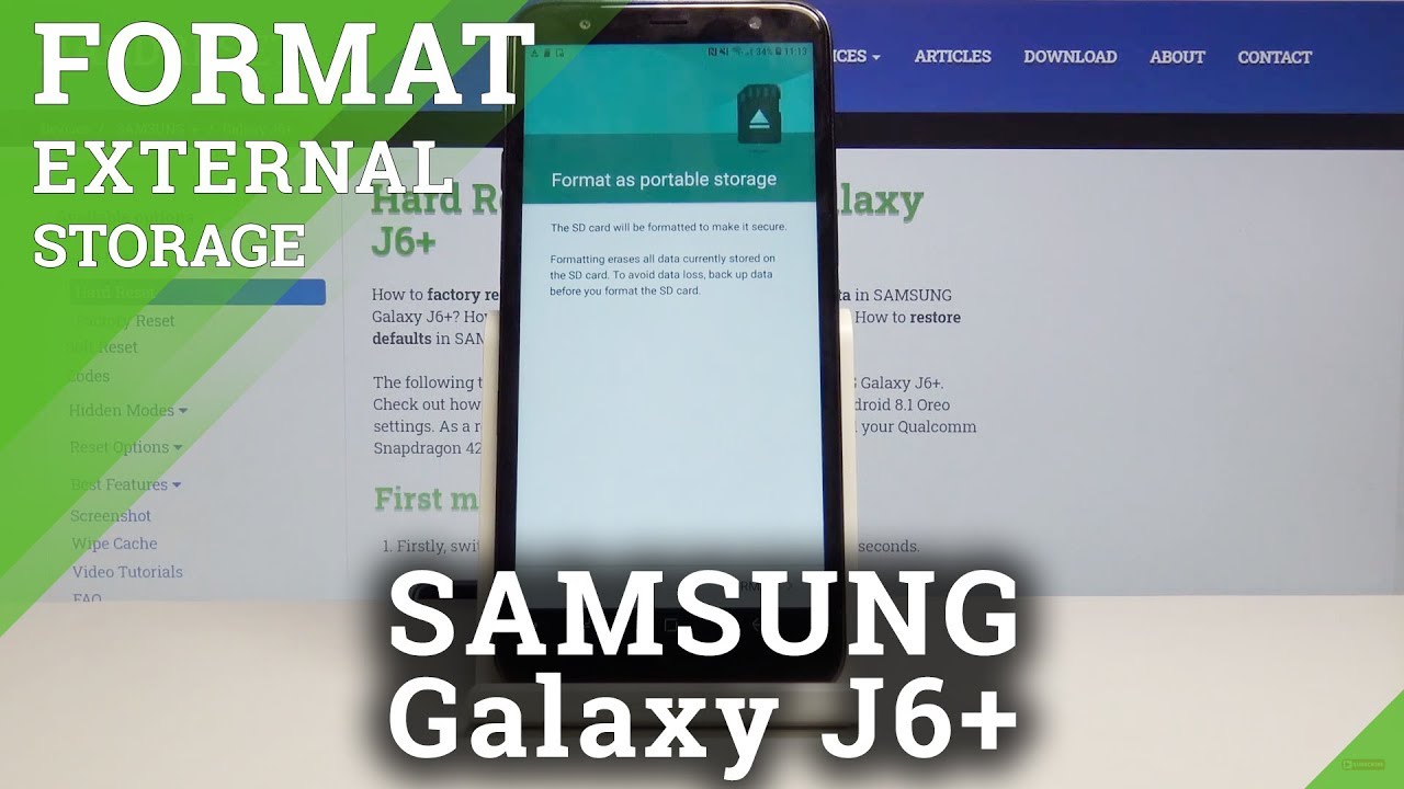 cursief onderbreken Sta op How to Format the SD card on Samsung Galaxy J6 Plus - Erase All Data -  YouTube