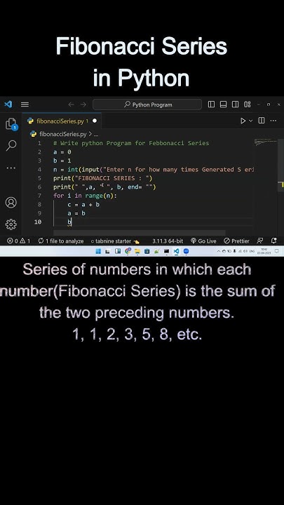 How to make Fibonacci Series in python - YouTube