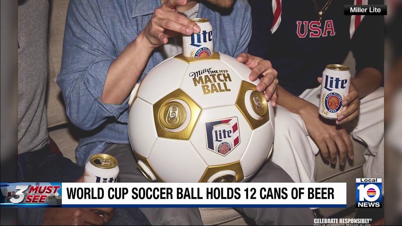 Special World Cup soccer ball that holds 12 cans of beer going on
