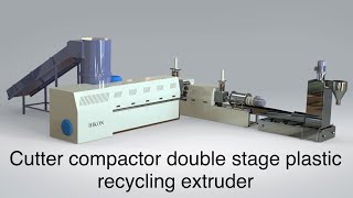 Cutter compactor double stage plastic scrap recycling extruder by Hikon India 