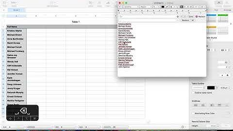 Format or separate text into columns in (Apple) Numbers