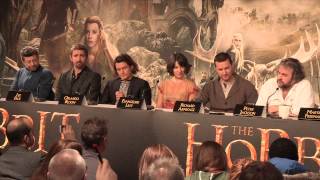 The Hobbit Battle Of The Five Armies - Press Conference Part 3 Of 4 Orlando Bloom, Evangeline Lilly