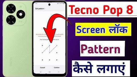 Tecno pop 8 me screen lock pattern kaise lagaye/how to set pattern lock in tecno pop 8 mobile me