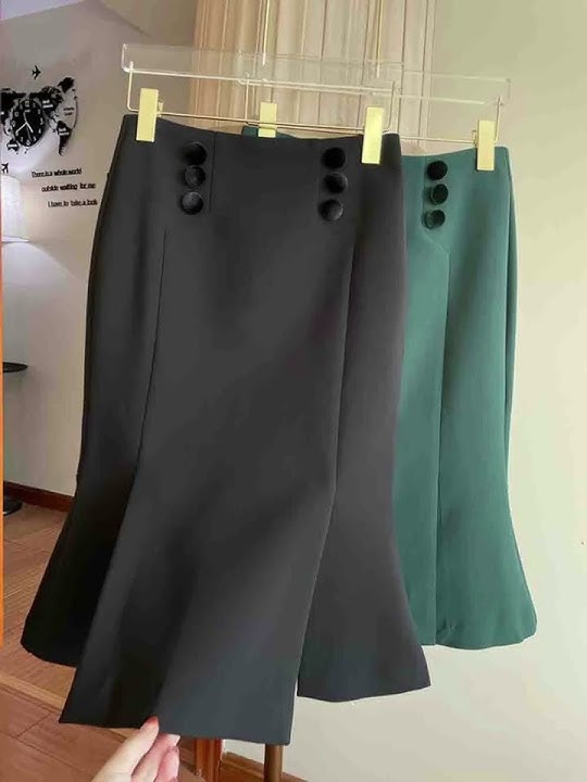 Cotton spandex Women's Sexy Slim Ruffled Fishtail Skirt
