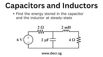 Find the energy stored in the capacitor and the inductor at steady-state