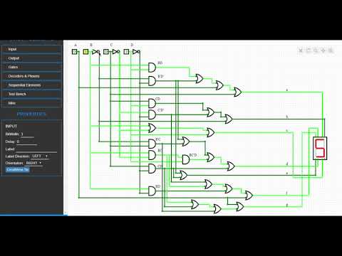 4 Bits to 7 Digits Decoder in Online Simulator with Truth Table