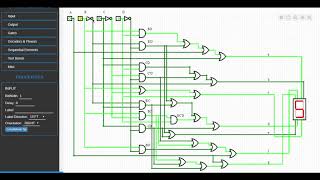4 Bits to 7 Digits Decoder in Online Simulator with Truth Table