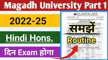 Magadh University 2022-25 Ba Part1 Hindi Hons ka exam किस दिन से होगा/MU Part1 Hindi Exam Routine