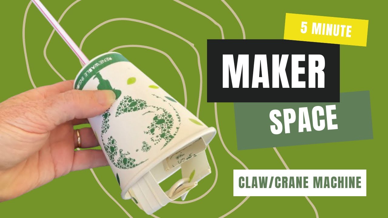 5 minute Makerspace | Paper Cup Claw/Crane Machine - YouTube