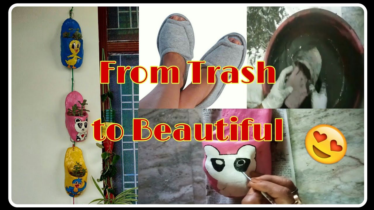 Reuse old slippers Old waste slippers transformed into Beautiful