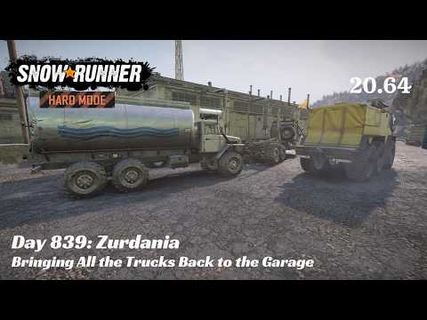 SnowRunner Hard Mode - R20 E64 - Bringing all the Trucks Back to the Garage