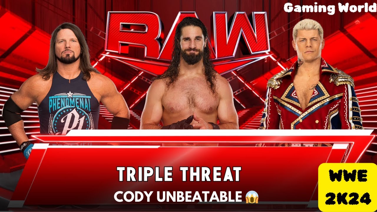 Full Match : Cody Rhodes vs. AJ Styles vs. Seth Rollins – Triple Threat WWE Title Match 2K24