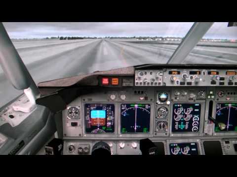 Flight Simulator X 2013 FSX HD - Manual Landing Boeing 737-800 in snowy whether (cockpit view)