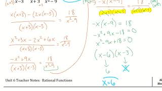6.5 Notes: Solving Rational Functions