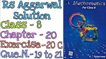 Volume and Surface Area of Solids | Class 8 Exercise 20C Question 19-21 | Rs Aggarwal | @mdsirmaths