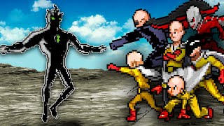ALIEN X SUPREMO CONTRA TODAS AS VERSÕES DO SAITAMA NO MUGEN!!
