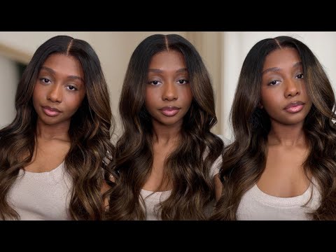 BROWN BALAYAGE GLUELESS WIG INSTALL 😍 | Ft. Unice Hair Amazon
