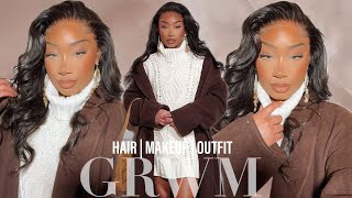 FULL GRWM | WIG INSTALL + SOFT GLAM MAKEUP + WINTER OUTFIT | RPGHAIR CO.