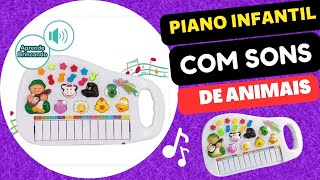 Piano Infantil Musical Educativo Com Som De Animais Fazenda Cor Branco