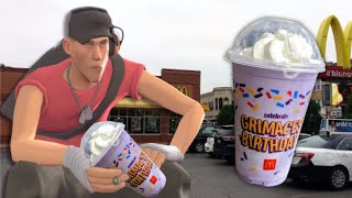 Scout tries the Grimace Shake...