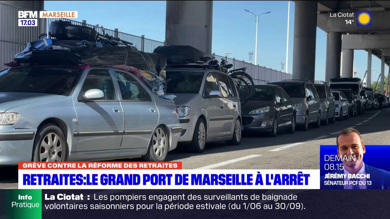 Retraites: le Grand port de Marseille à l'arrêt, des passagers bloqués