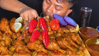 SPICY CHICKEN LOLLIPOP + 3 KING CHILLI 🌶🌶🌶 MUKBANG