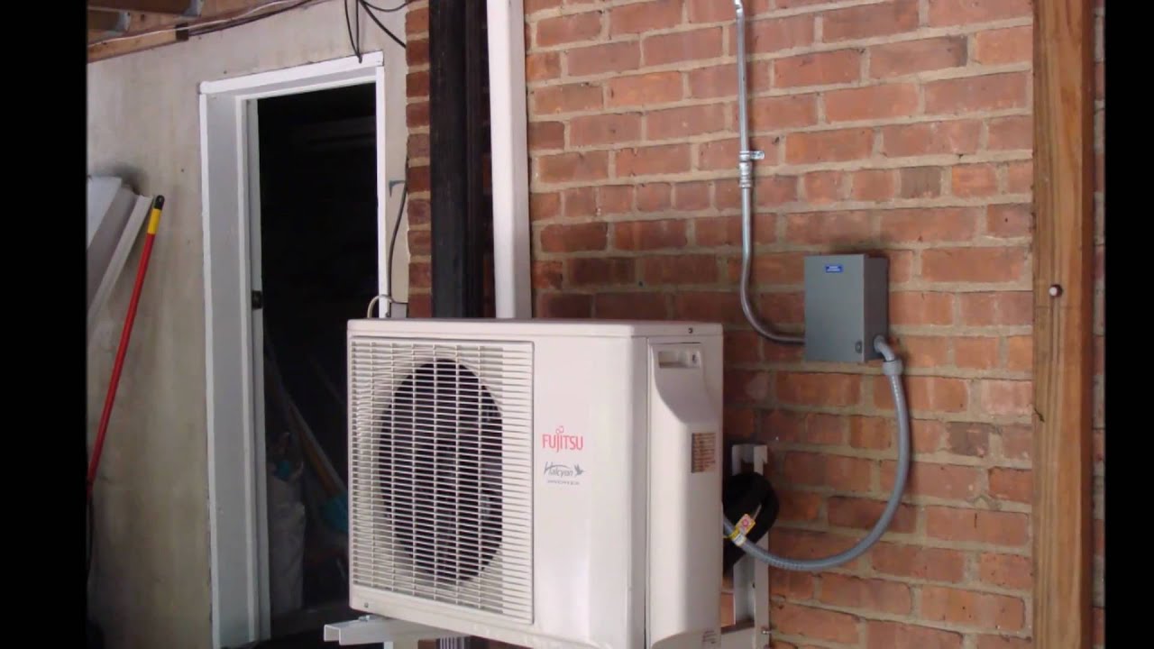 Fujitsu ductless AC Outdoor & indoor unit - YouTube Are Ac Units Supposed To Be Bolted Down