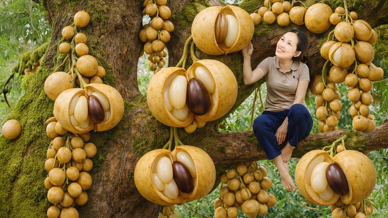 Harvesting Hundreds of Asian Lanzones Clinging to Tree Trunks | Bizarre Fruit Sells Out Fast