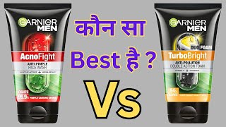 Garnier Men Acno Fight Face Wash Vs Turbo Bright Face Wash - Review