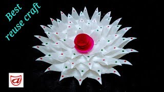 Home decorating flower from Disposable plate | Waste material craft idea
