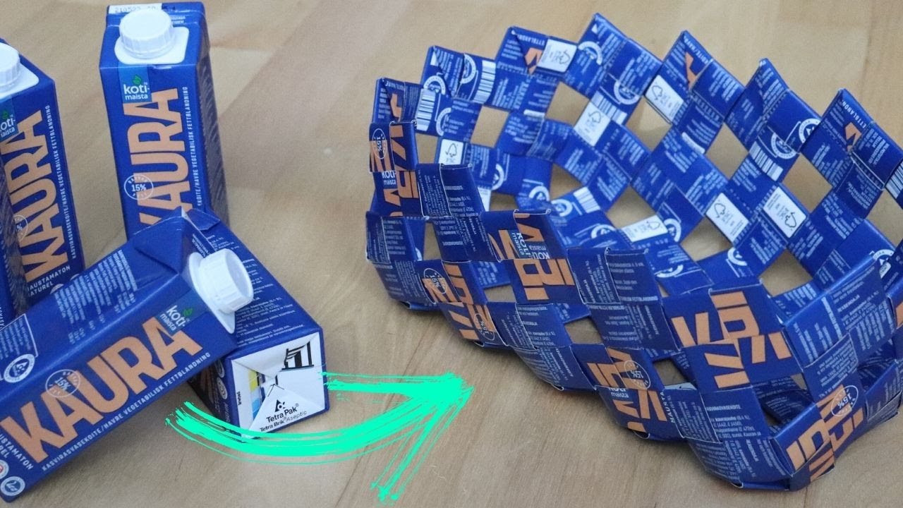 Учебное пособие по плетению Tetra Pak — переработка картонных коробок в корзину