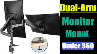 HUANUO Dual Monitor Mount | Aluminum Gas Spring Arm HOLDS UP TO 32