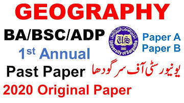 Ba Bsc Adp 1st Annual Geography 2020 Original Paper A & B Sargodha University ba bsc adp papers uos