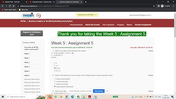 Week 5 | Assignment 5 | Business Analytics & Text Mining Modeling Using Python | | NPTEL Solution |